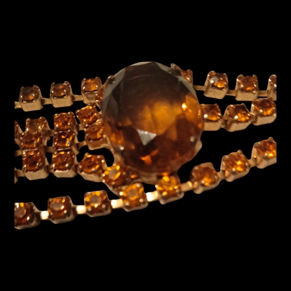 Topaz Glass Vintage Rhinestone Bracelet - Picture 6 of 6